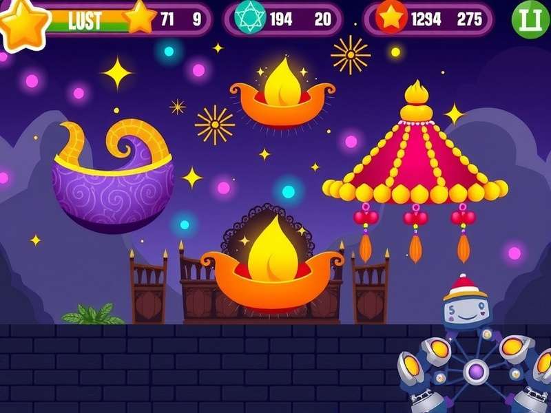 Festive Fury Star game screenshot showing Diwali celebration